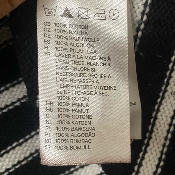 H&M Black and White Striped Gold Button Cardigan Sweater - Picture 3 of 5